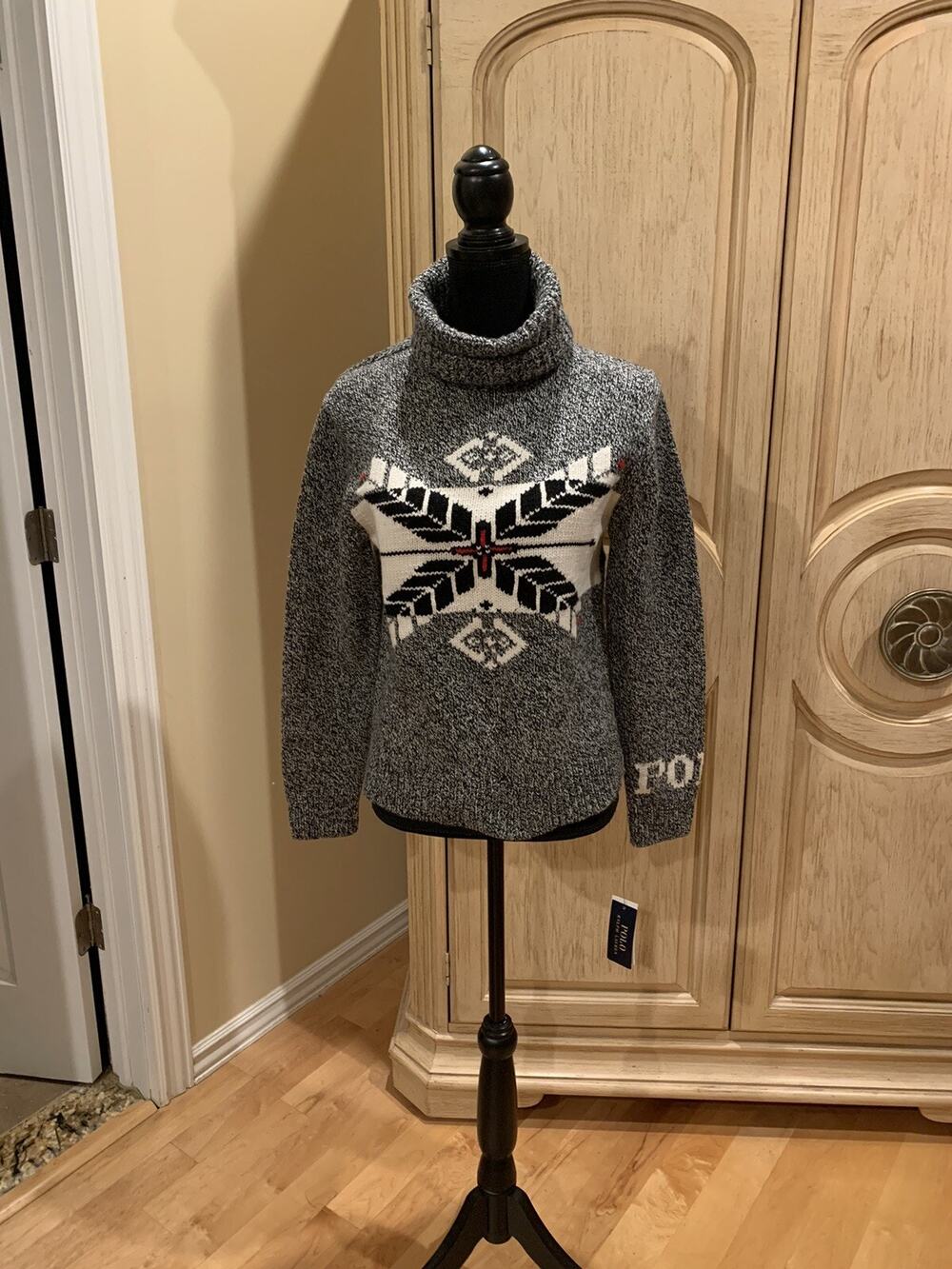 Polo Ralph Lauren | Sweater Turtleneck Black Snowflake NEW- Size Small